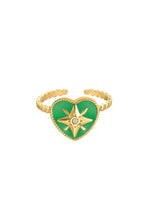 Afbeelding in Gallery-weergave laden, Green Heart Ring Goud
