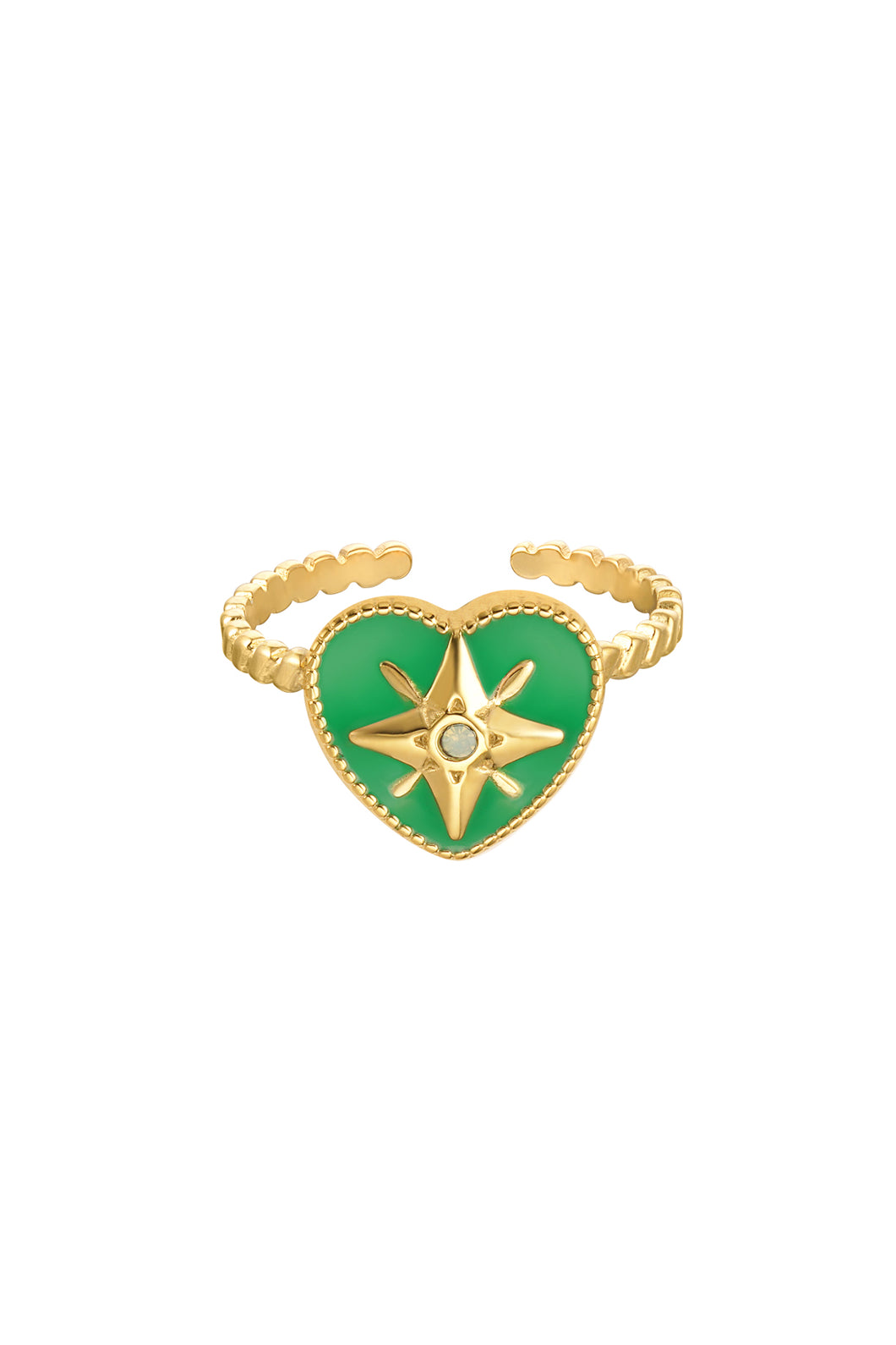 Green Heart Ring Goud