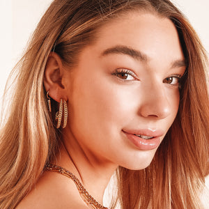 Oorbellen chain hoops goud