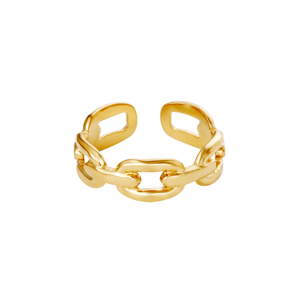 Ring oval chain goud