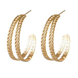 Oorbellen chain hoops goud